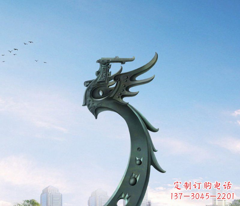 泉州中领雕塑|抽象凤凰不锈钢雕塑