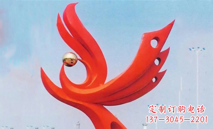 泉州新中领雕塑-不锈钢抽象凤凰雕塑