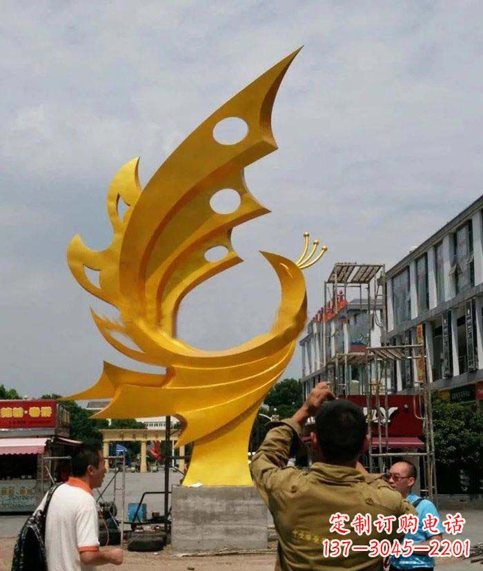 泉州广场不锈钢抽象凤凰雕塑1