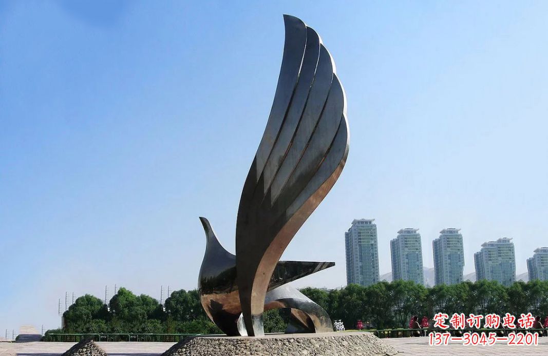 泉州中领雕塑:不锈钢抽象鸽子雕塑