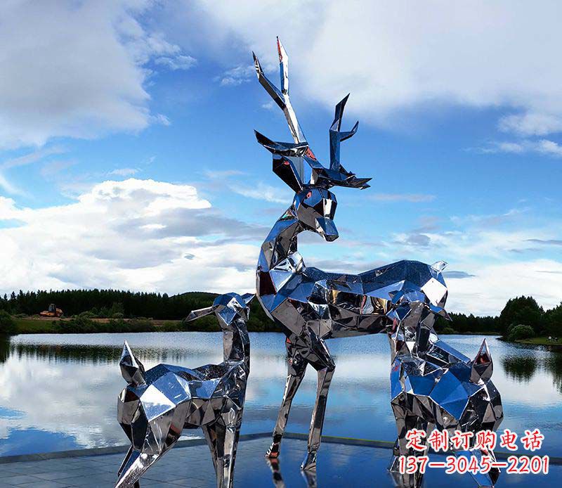 泉州中领雕塑出品:优雅梅花鹿不锈钢雕塑