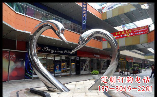 泉州中领雕塑:精美的不锈钢抽象天鹅雕塑
