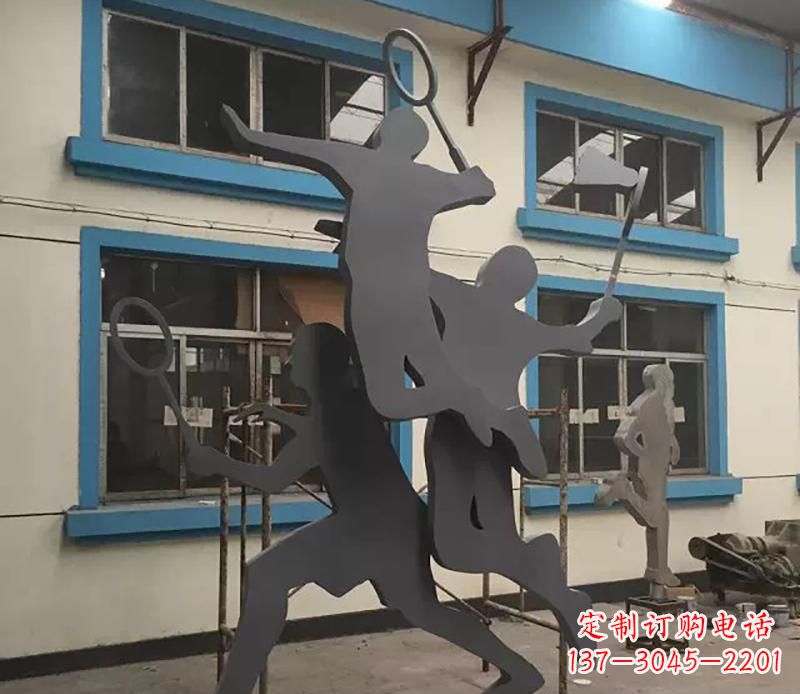 泉州广场不锈钢打羽毛球雕塑