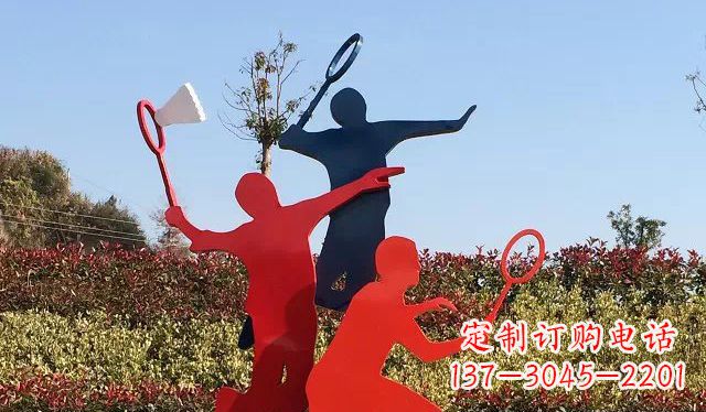 泉州广场不锈钢打羽毛球雕塑 (2)