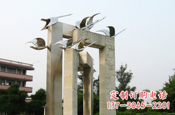 泉州展现自然之美的不锈钢大雁动物雕塑