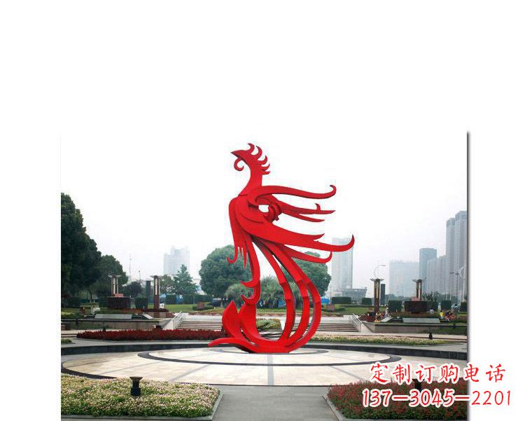 泉州古韵雕塑:不锈钢飞翔凤凰雕塑