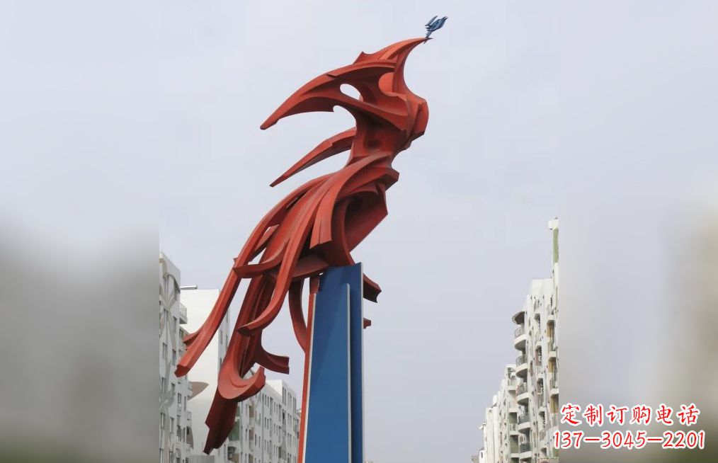 泉州广场不锈钢凤凰抽象雕塑
