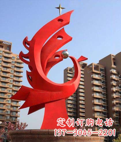 泉州广场不锈钢凤凰明珠抽象雕塑