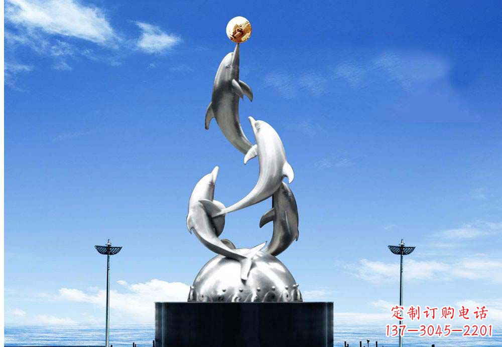 泉州中领雕塑海豚顶球雕塑