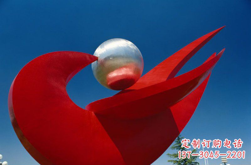 泉州广场不锈钢和平鸽明珠雕塑 (2)