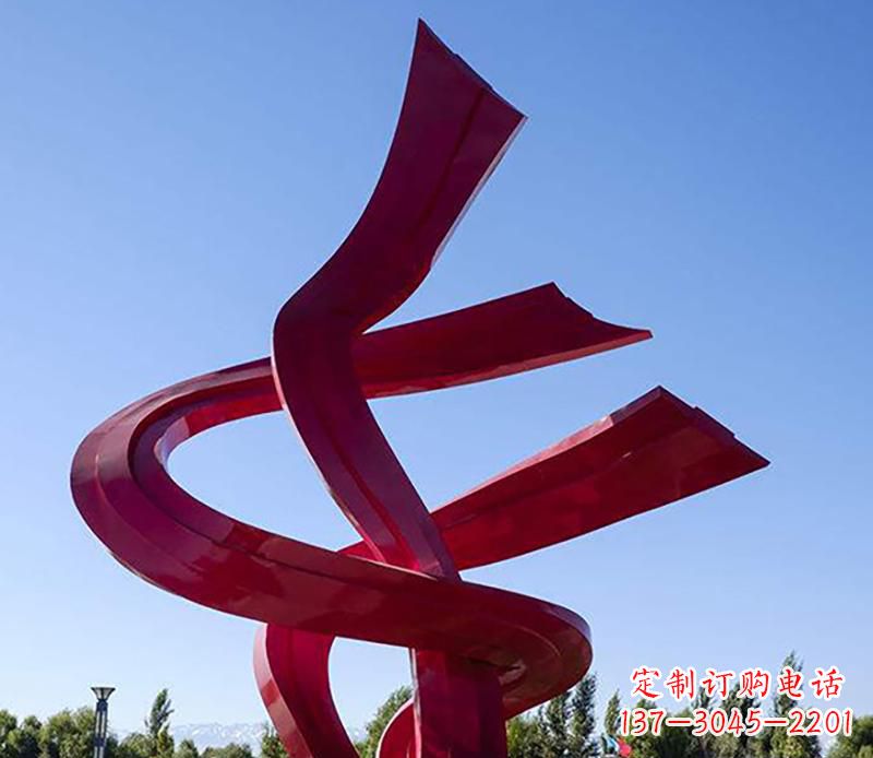 泉州广场不锈钢红飘带景观雕塑