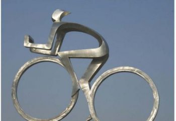泉州室外装饰不锈钢抽象骑自行车人物雕塑