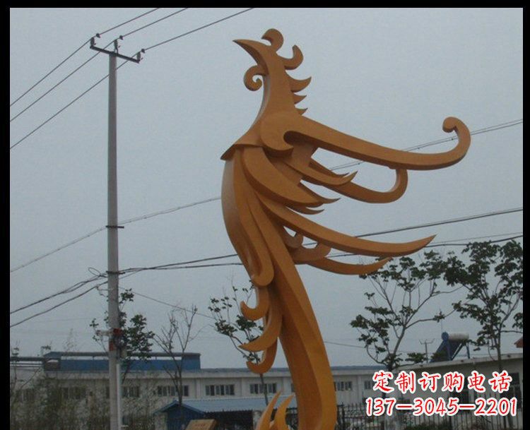 泉州广场不锈钢金色凤凰雕塑