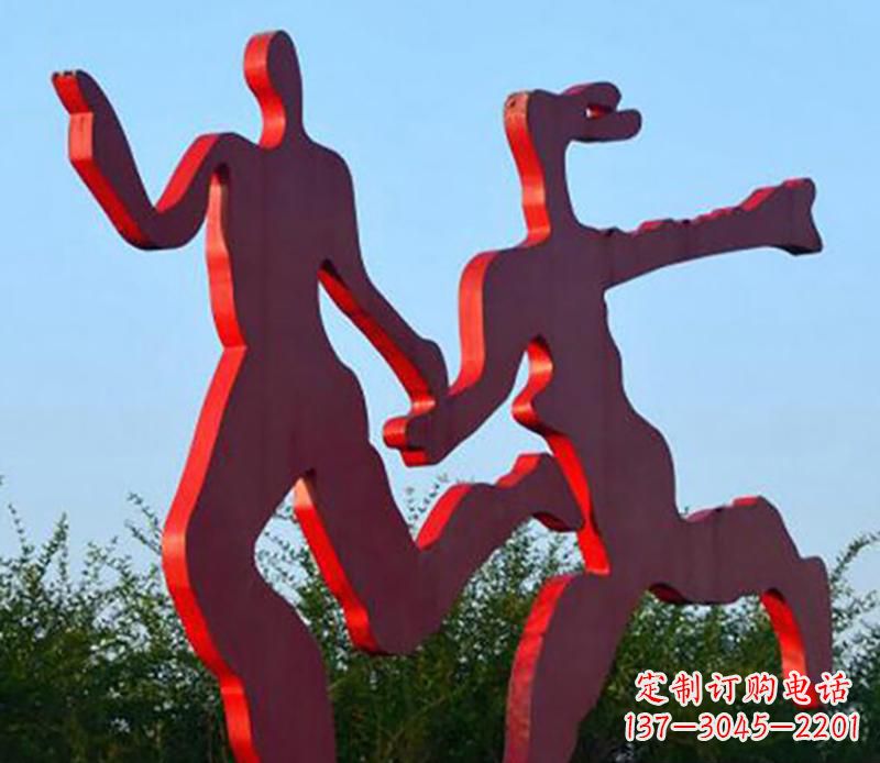 泉州中领雕塑-多彩情侣跑步雕塑