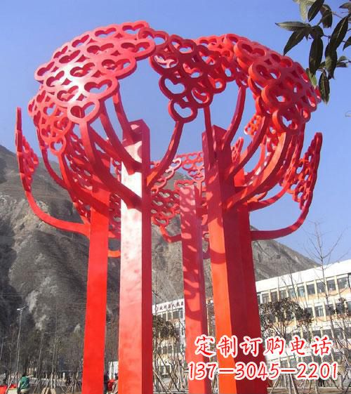 泉州不锈钢心形树叶大树雕塑,展示爱与生命