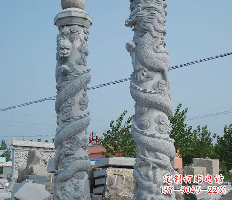 泉州高级雕刻工艺的大理石盘龙柱