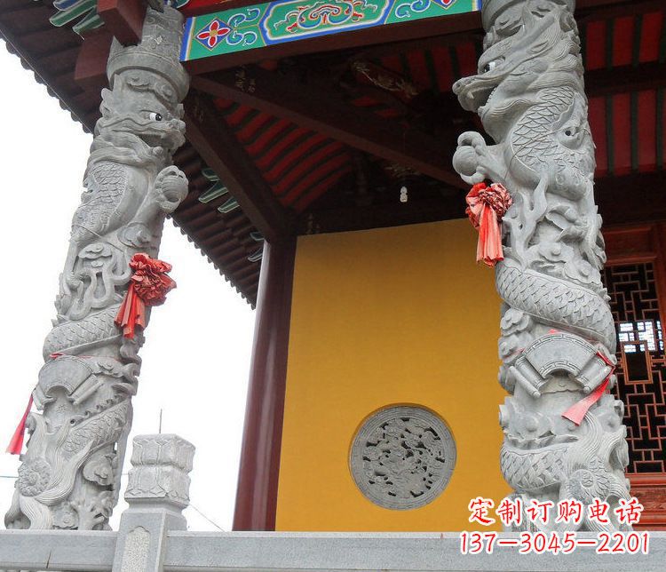 泉州精美大理石龙柱雕塑