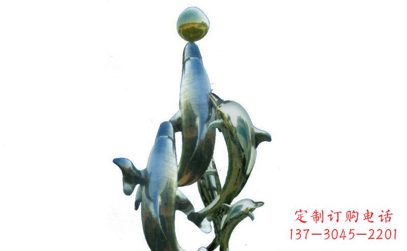泉州广场海豚不锈钢雕塑 (2)