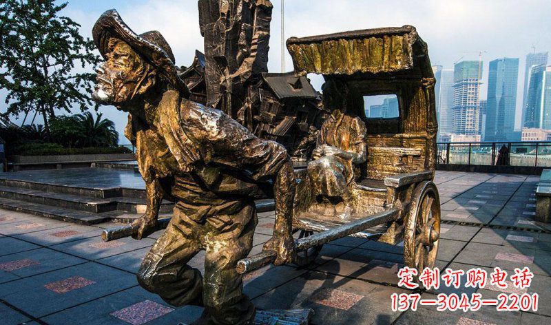 泉州广场黄包车纪念铜雕