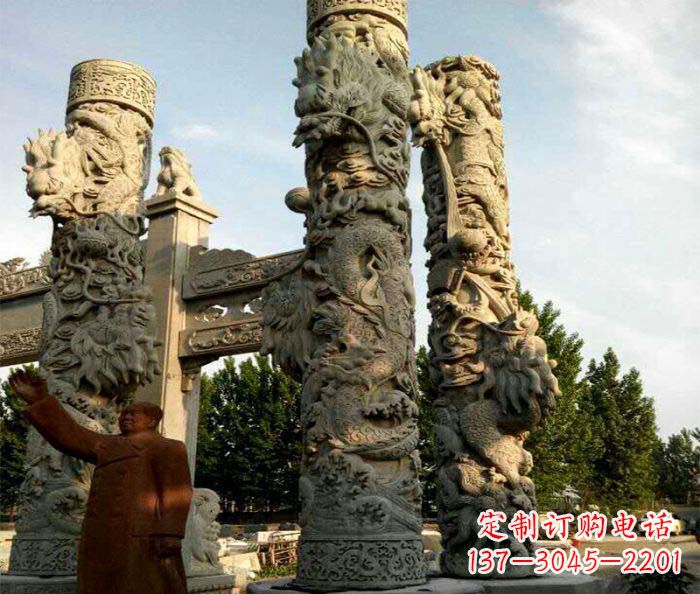 泉州广场景观大理石龙柱石雕