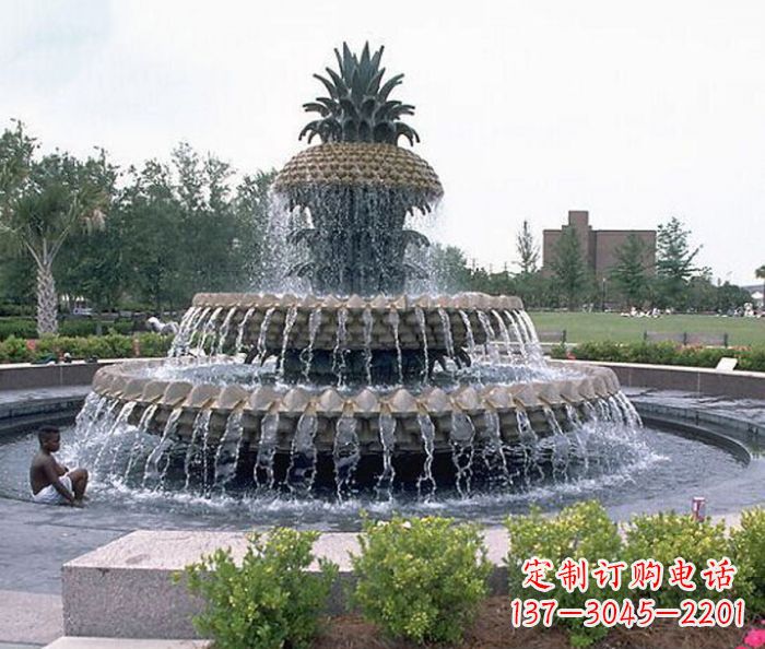 泉州广场景观大型菠萝喷泉石雕