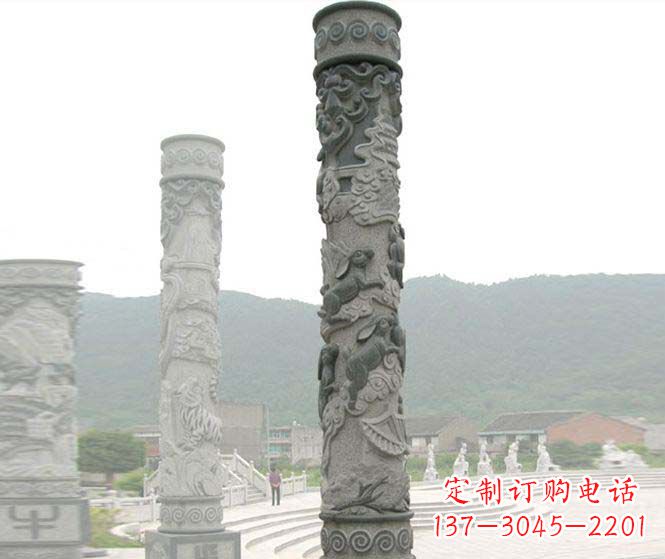 泉州广场景观仿古12生肖石柱 (2)