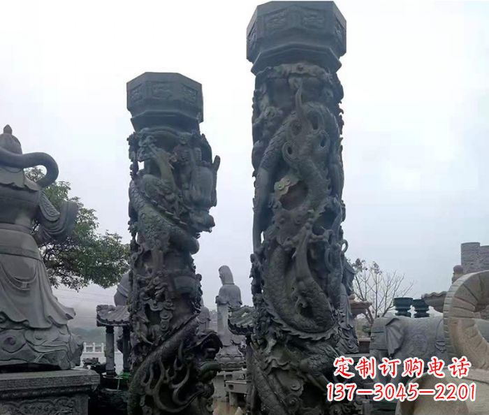 泉州广场景观仿古盘龙柱石雕 (2)