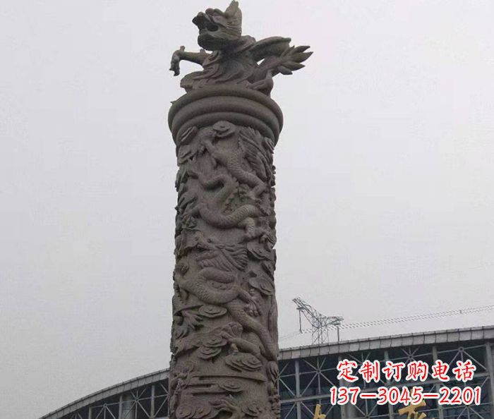 泉州中领雕塑|仿古盘龙柱石雕