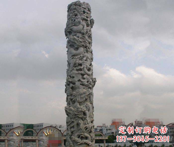 泉州精美仿古盘龙柱石雕