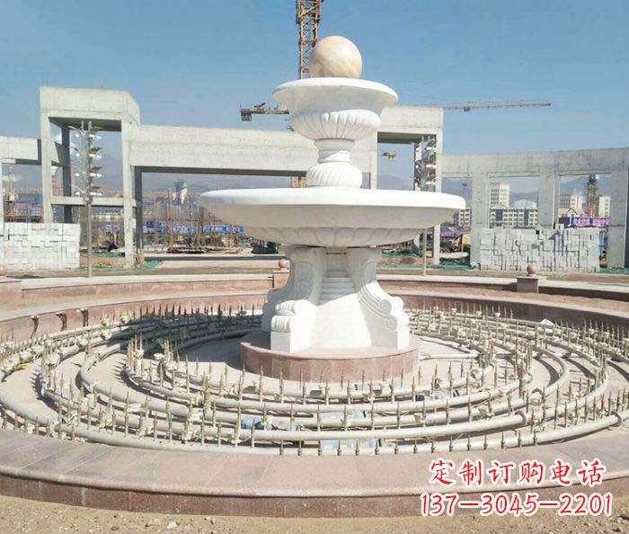 泉州广场景观汉白玉风水球喷泉石雕