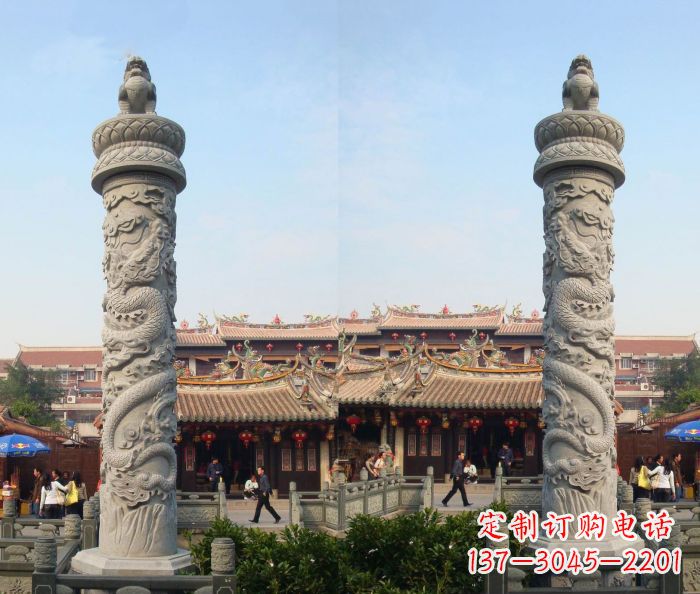 泉州广场景观汉白玉龙柱石雕 (2)