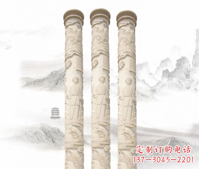 泉州广场景观汉白玉龙柱石雕