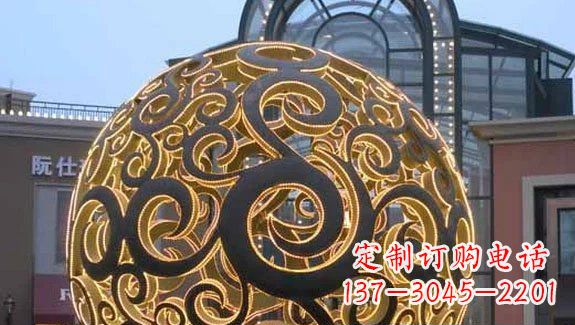 泉州广场镂空球喷泉不锈钢雕塑