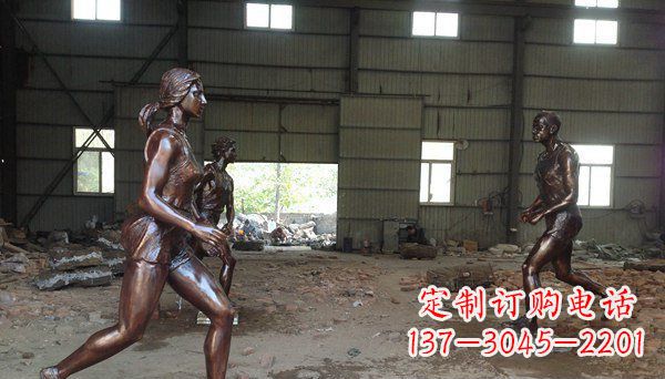泉州广场跑步女生人物铜雕