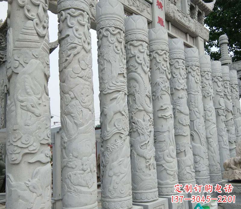 泉州中领雕塑:专业定制十二生肖石柱景观石雕