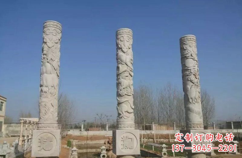 泉州十二生肖文化柱石雕,展现传统文化风采