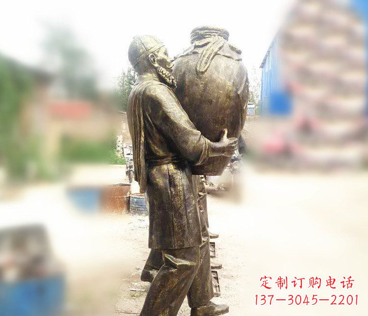 泉州铜雕店小二抱酒人物雕塑