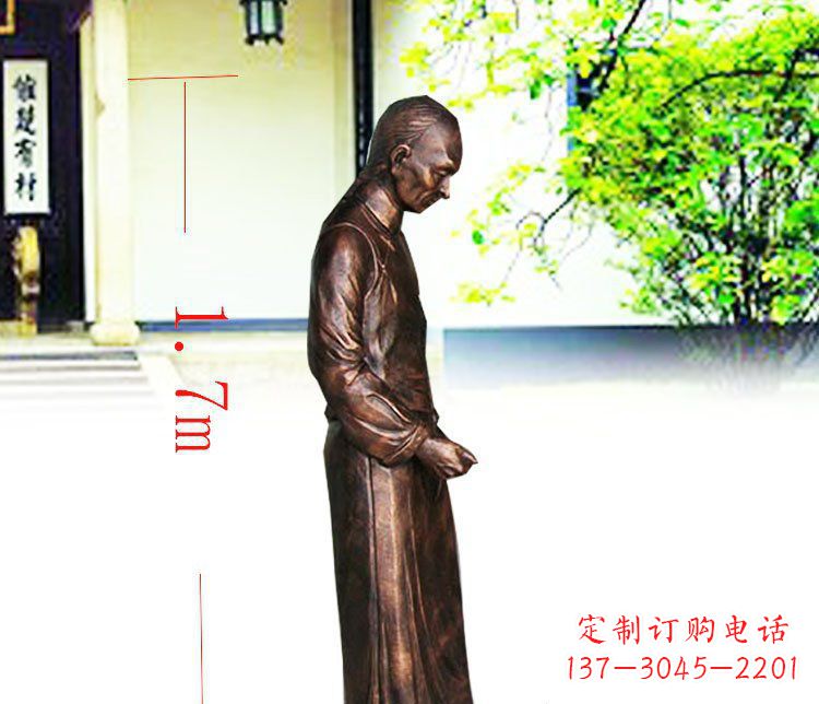 泉州定制广场店小二人物铜雕塑