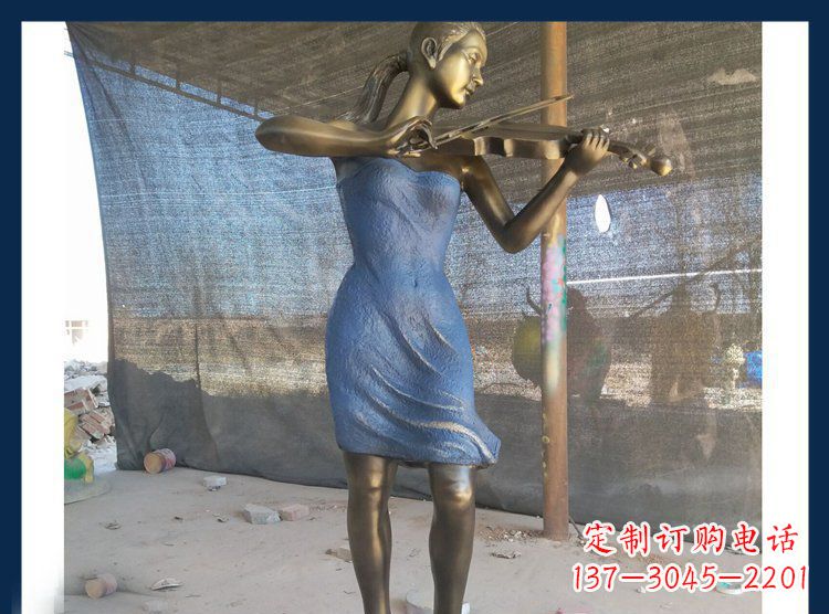 泉州精美细腻的西方美女拉小提琴人物雕塑