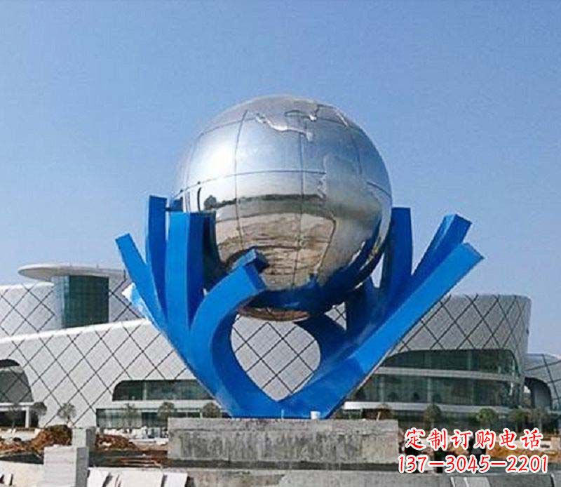 泉州中领雕塑打造把地球握在手中精致不锈钢抽象雕塑