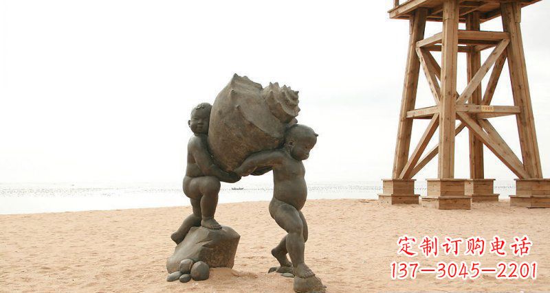 泉州抬着海螺的小男孩景观雕塑