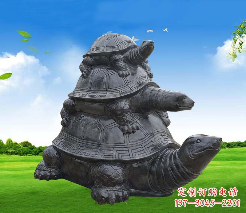 泉州海龟母子石雕公园动物摆件