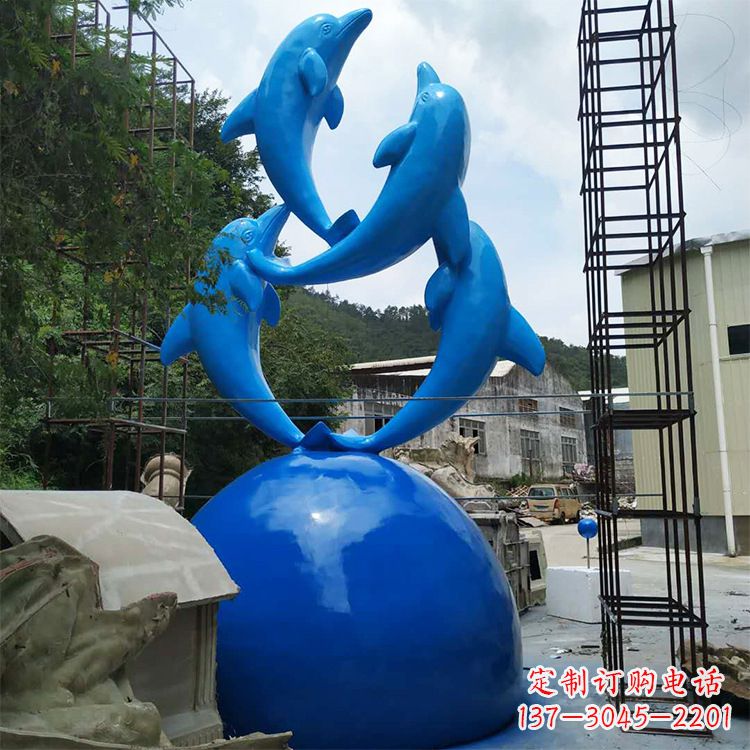 泉州海豚钢筋玻璃景观雕塑