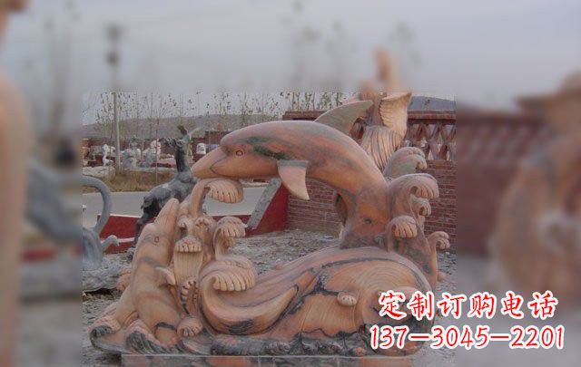 泉州海豚海浪石雕,精美艺术品