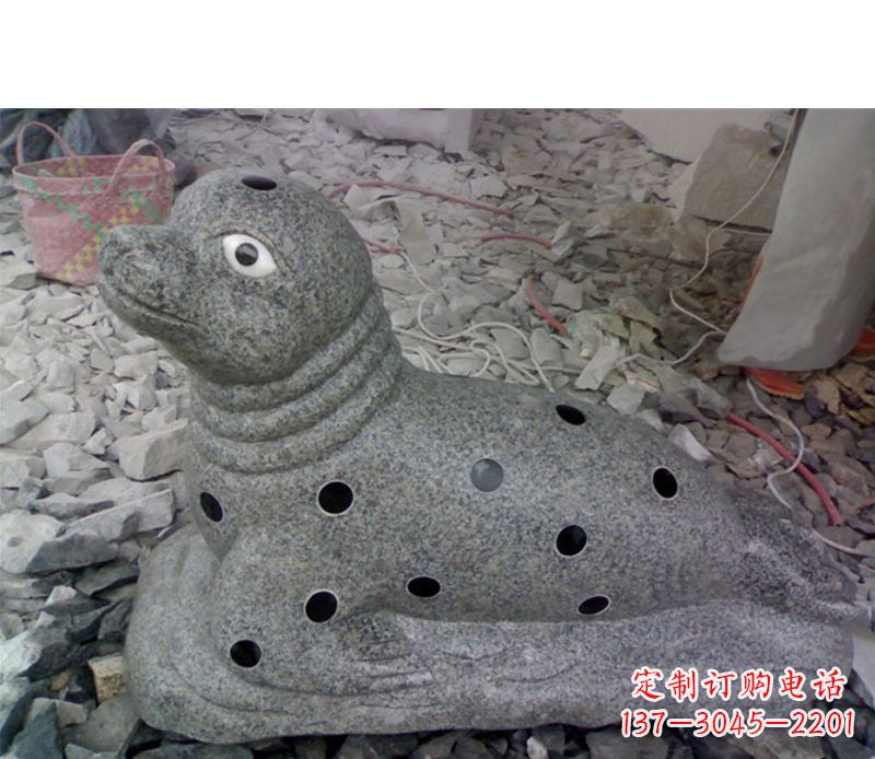 泉州华丽雕塑,海洋动物小海豹石雕