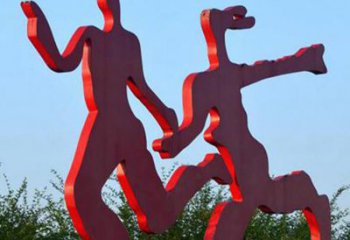 泉州中领雕塑-多彩情侣跑步雕塑