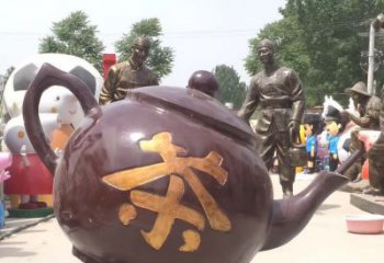 泉州高质量广场茶壶铜雕塑