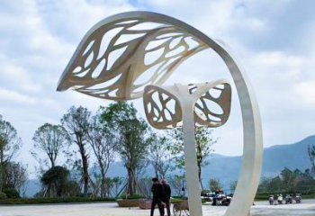 泉州广场大型不锈钢抽象树叶雕塑