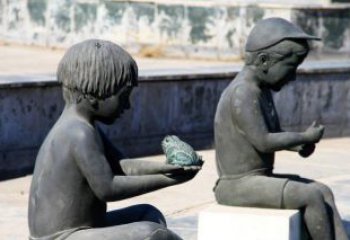 泉州儿童景观铜雕，携带童趣的青蛙