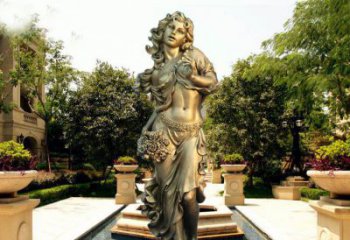 泉州华丽蓬勃的铜雕女神像